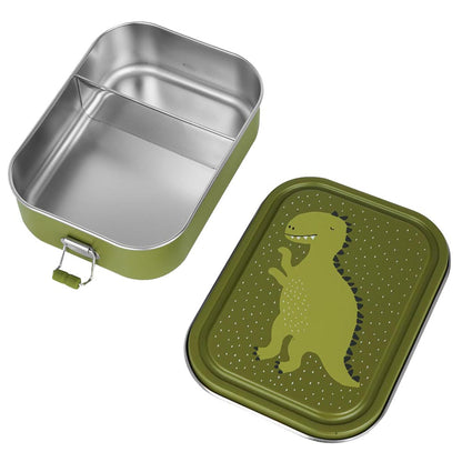 Edelstahl Brotdose für Kinder mit Namen graviert von Trixie Lunchbox ultraleicht mit Tiermotiv für Kinder ab 3 Jahren Dino