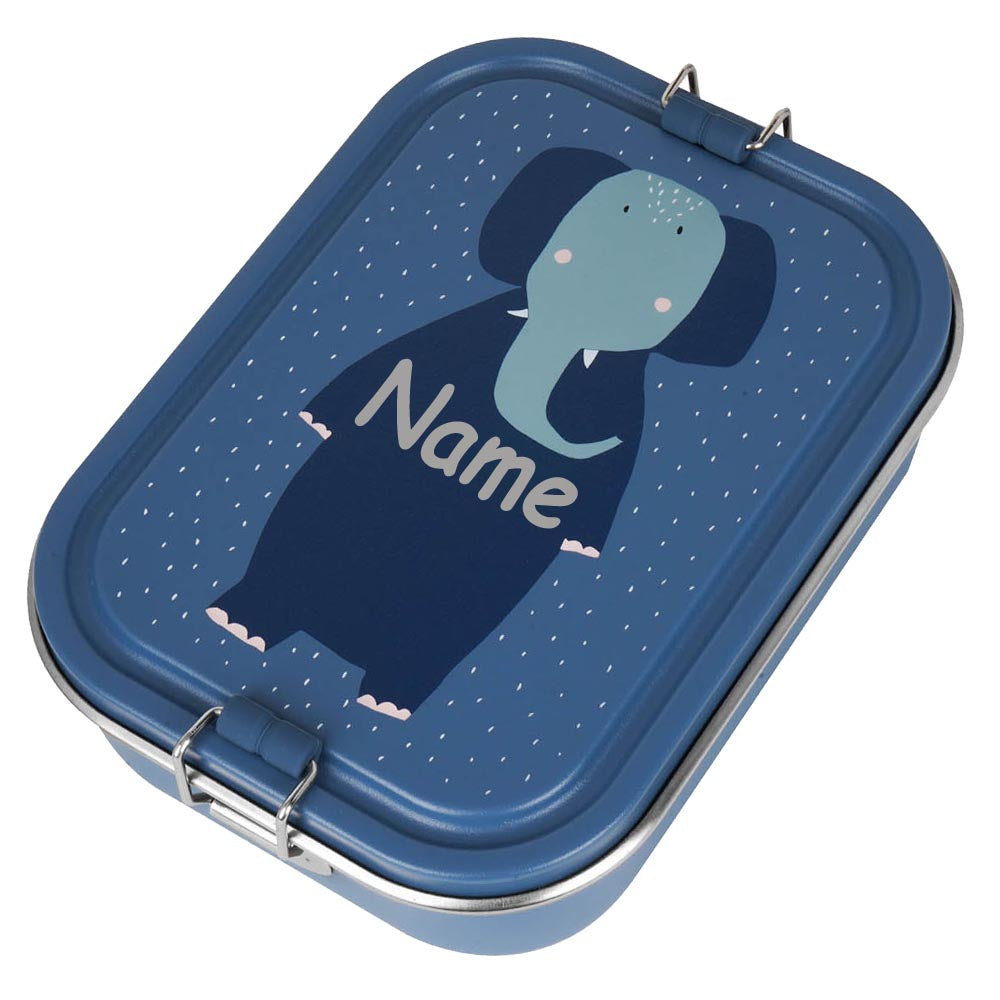 Edelstahl Brotdose für Kinder mit Namen graviert von Trixie Lunchbox ultraleicht mit Tiermotiv für Kinder ab 3 Jahren Elefant