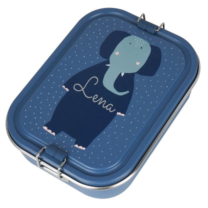 Edelstahl Brotdose für Kinder mit Namen graviert von Trixie Lunchbox ultraleicht mit Tiermotiv für Kinder ab 3 Jahren Elefant