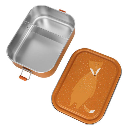 Edelstahl Brotdose für Kinder mit Namen graviert von Trixie Lunchbox ultraleicht mit Tiermotiv für Kinder ab 3 Jahren Fuchs