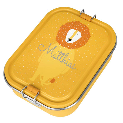 Edelstahl Brotdose für Kinder mit Namen graviert von Trixie Lunchbox ultraleicht mit Tiermotiv für Kinder ab 3 Jahren Löwe