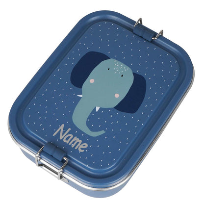 Edelstahl Brotdose für Kinder mit Namen graviert von Trixie Lunchbox ultraleicht mit Tiermotiv für Kinder ab 3 Jahren Elefant