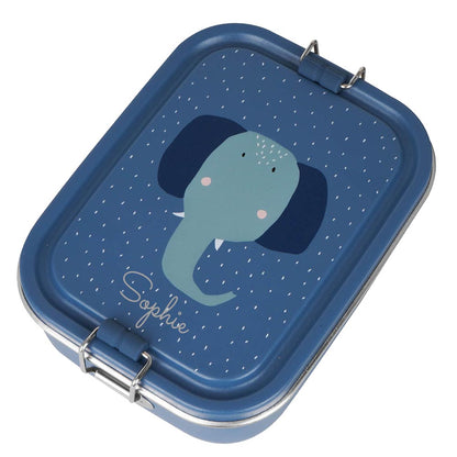 Edelstahl Brotdose für Kinder mit Namen graviert von Trixie Lunchbox ultraleicht mit Tiermotiv für Kinder ab 3 Jahren Elefant