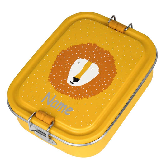 Edelstahl Brotdose für Kinder mit Namen graviert von Trixie Lunchbox ultraleicht mit Tiermotiv für Kinder ab 3 Jahren Löwe