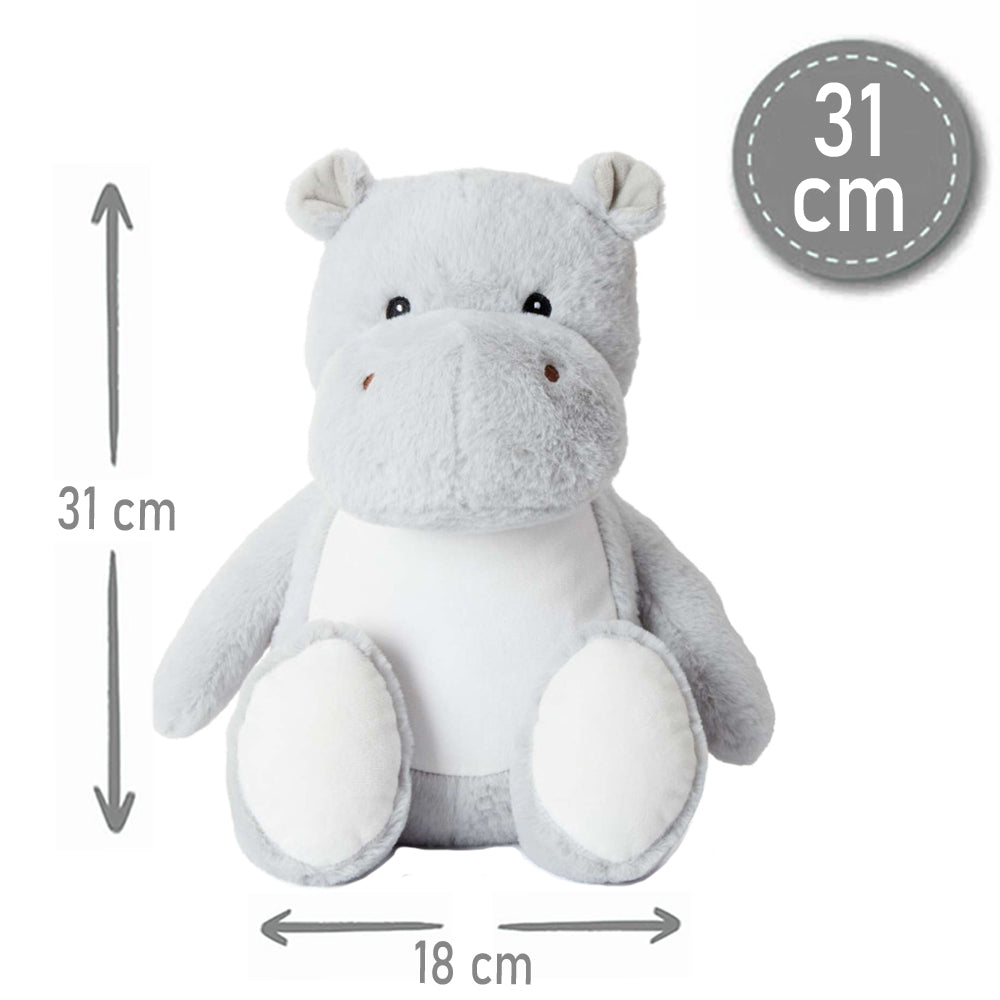Stofftier Nilpferd mit Name personalisiert Kuscheltier für Kinder Flauschiges Plüschtier 40cm Motiv Name + Datum