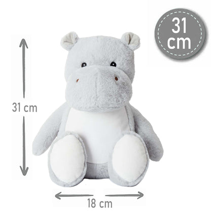 Stofftier Nilpferd mit Name personalisiert Kuscheltier für Kinder Flauschiges Plüschtier 40cm Motiv Name + Datum