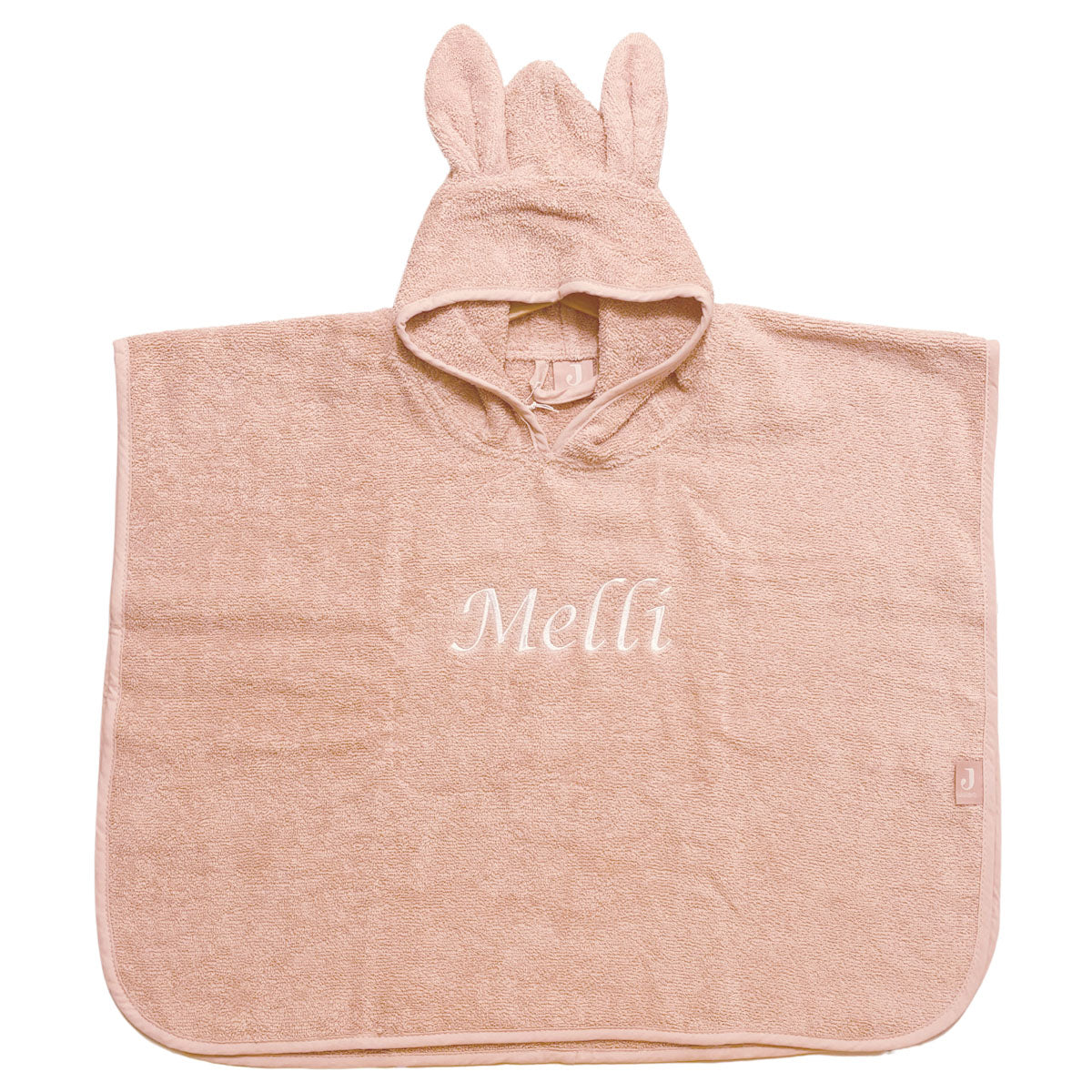Baby Badeponcho mit Name Bestickt Poncho aus Frottee Baumwolle Rose