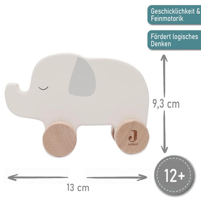 Holzspielzeug auf Rädern, personalisiert mit Name, Elefant, FSC-Holz, ab 1 Jahr