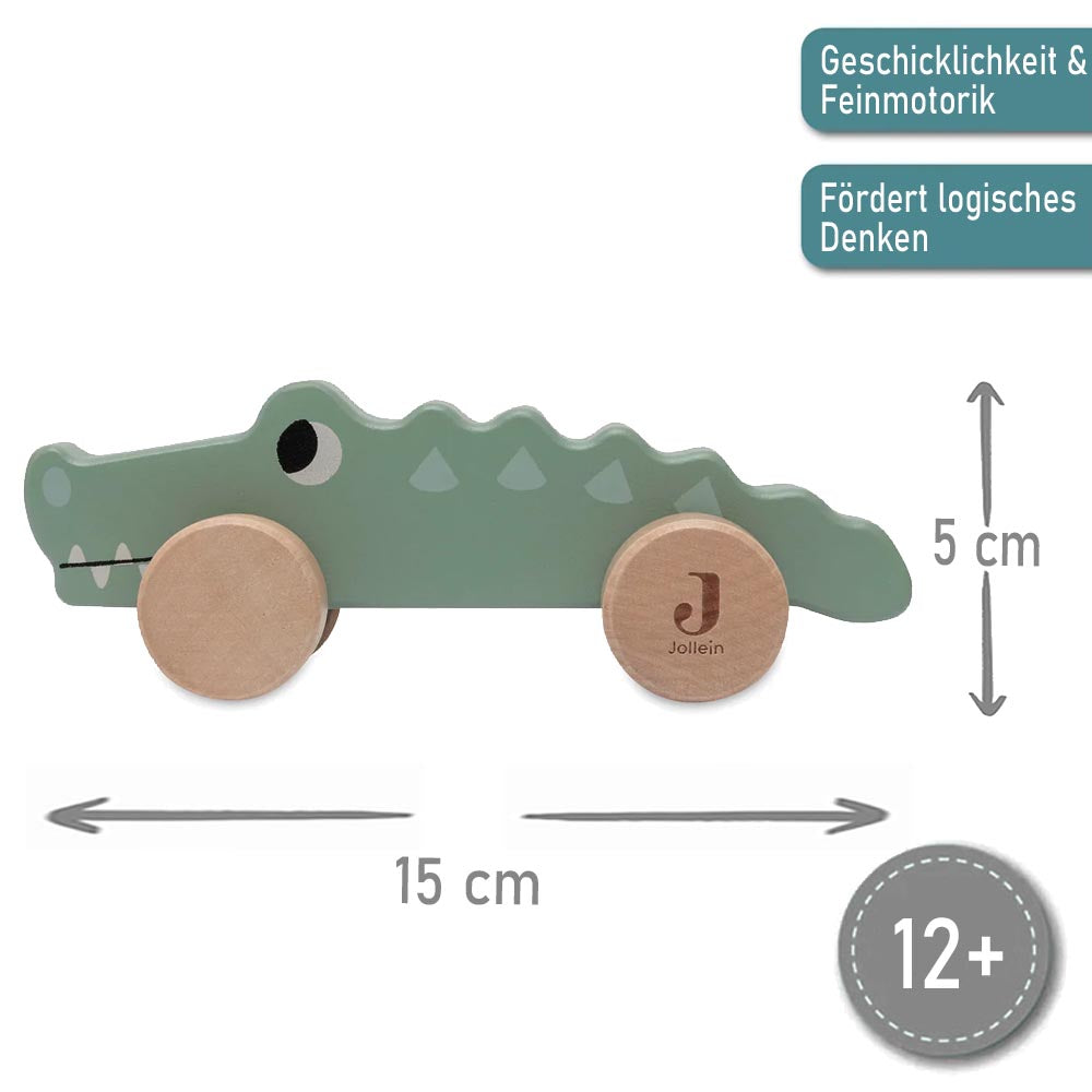 Holzspielzeug auf Rädern, personalisiert mit Name, Krokodil, FSC-Holz, ab 1 Jahr