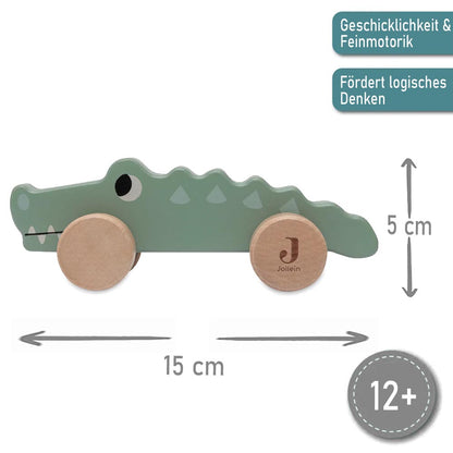Holzspielzeug auf Rädern, personalisiert mit Name, Krokodil, FSC-Holz, ab 1 Jahr