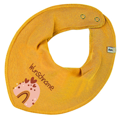 Personalisiertes HALSTUCH für Baby oder Kind aus Baumwolle in Einheitsgröße mit Motiv Regenbogen beige und Wunschname bedruckt