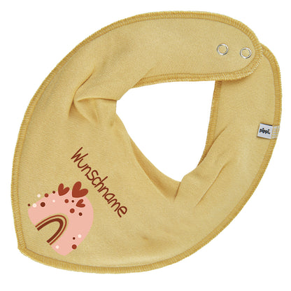 Personalisiertes HALSTUCH für Baby oder Kind aus Baumwolle in Einheitsgröße mit Motiv Regenbogen beige und Wunschname bedruckt