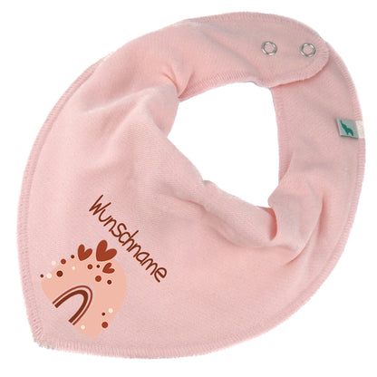 Personalisiertes HALSTUCH für Baby oder Kind aus Baumwolle in Einheitsgröße mit Motiv Regenbogen beige und Wunschname bedruckt