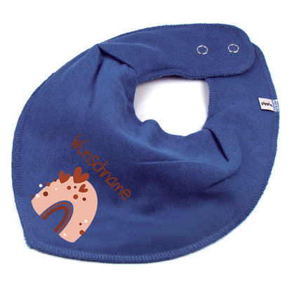 Personalisiertes HALSTUCH für Baby oder Kind aus Baumwolle in Einheitsgröße mit Motiv Regenbogen beige und Wunschname bedruckt