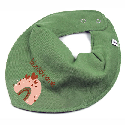 Personalisiertes HALSTUCH für Baby oder Kind aus Baumwolle in Einheitsgröße mit Motiv Regenbogen beige und Wunschname bedruckt
