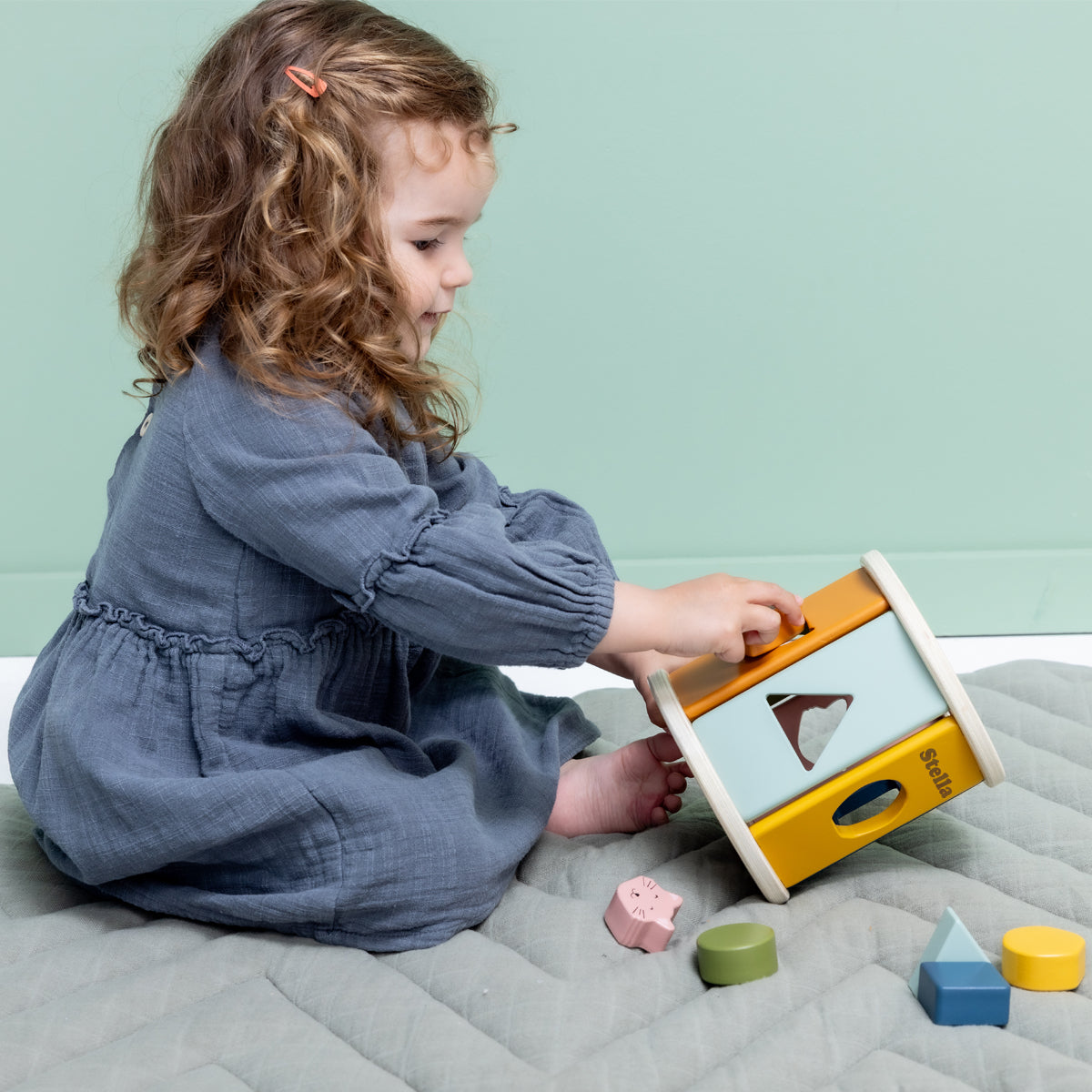 Holz Sortierspiel Rolle personalisiert, Trixie Steckspiel mit Tiergesichtern und geometrischen Formen, Lernspielzeug für Babys