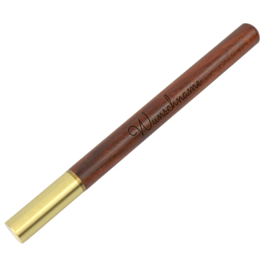Personalisierter Kugelschreiber Holzkugelschreiber mit Gravur mit Messingkappe Ihr Name oder Text graviert als Geschenk Rosenholz Zylindrisch