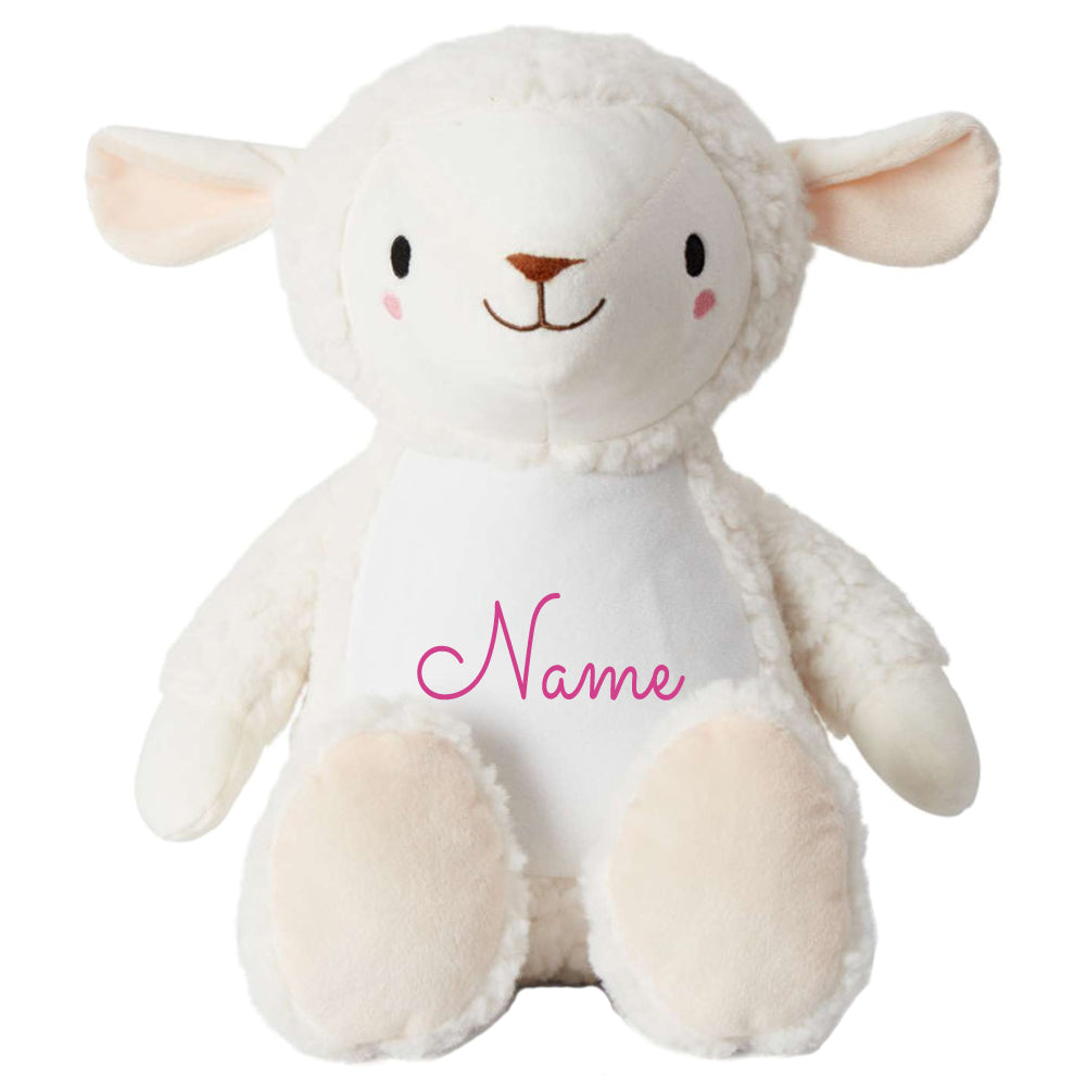 Stofftier Schaf mit Name personalisiert Kuscheltier für Kinder Flauschiges Plüschtier 40cm Motiv Name