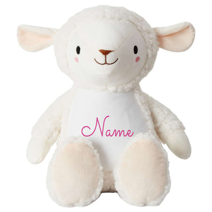 Stofftier Schaf mit Name personalisiert Kuscheltier für Kinder Flauschiges Plüschtier 40cm Motiv Name