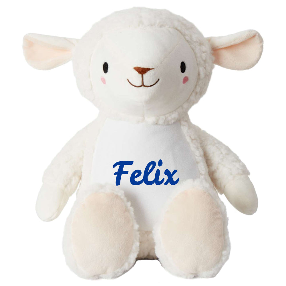 Stofftier Schaf mit Name personalisiert Kuscheltier für Kinder Flauschiges Plüschtier 40cm Motiv Name