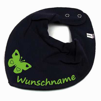 HALSTUCH Schmetterling mit Name oder Text personalisiert für Baby oder Kind aus Baumwolle in Einheitsgröße verschiedene Farben
