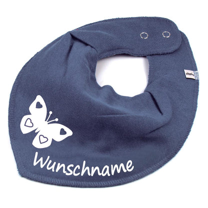 HALSTUCH Schmetterling mit Name oder Text personalisiert für Baby oder Kind aus Baumwolle in Einheitsgröße verschiedene Farben