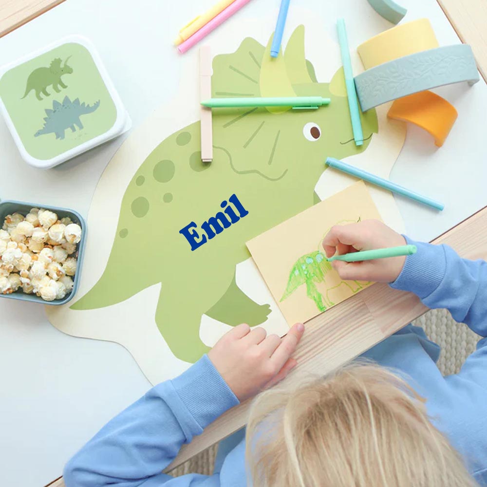 Kinder Tischset mit Wunschname personalisiert, Dinosaurier, Tischunterlage