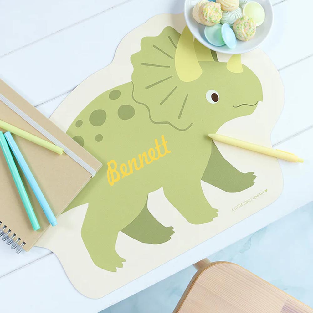 Kinder Tischset mit Wunschname personalisiert, Dinosaurier, Tischunterlage