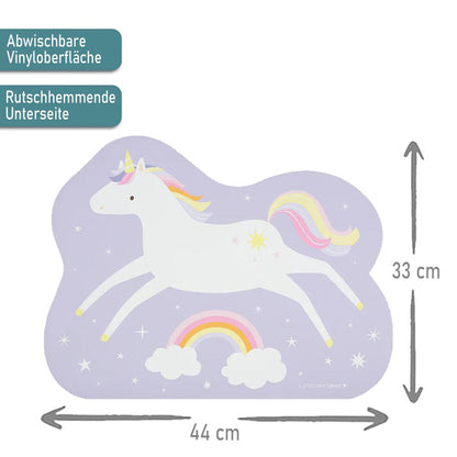Kinder Tischset mit Wunschname personalisiert, Einhorn, Tischunterlage