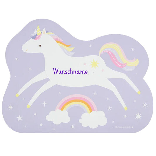 Kinder Tischset mit Wunschname personalisiert, Einhorn, Tischunterlage