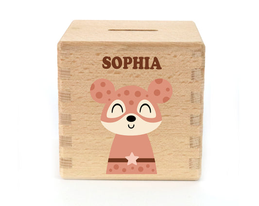 Spardose personalisiert mit Motiv Maus und Name Bedruckt für Kinder Sparwürfel zum Geburtstag als Geldgeschenk zur Geburt