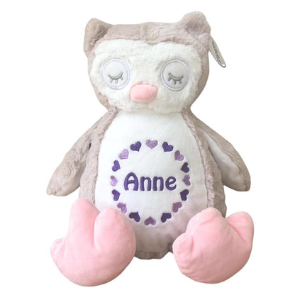 Stofftier mit Name Bestickt Kuscheltier Eule personalisiert Herzkreis