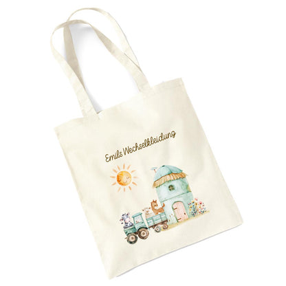 Personalisierte Baumwoll-Stofftasche mit Namen, Bauernhof-Design, 100% Baumwolle, Natur, 37x42 cm oder 26x32 cm (Kopie)