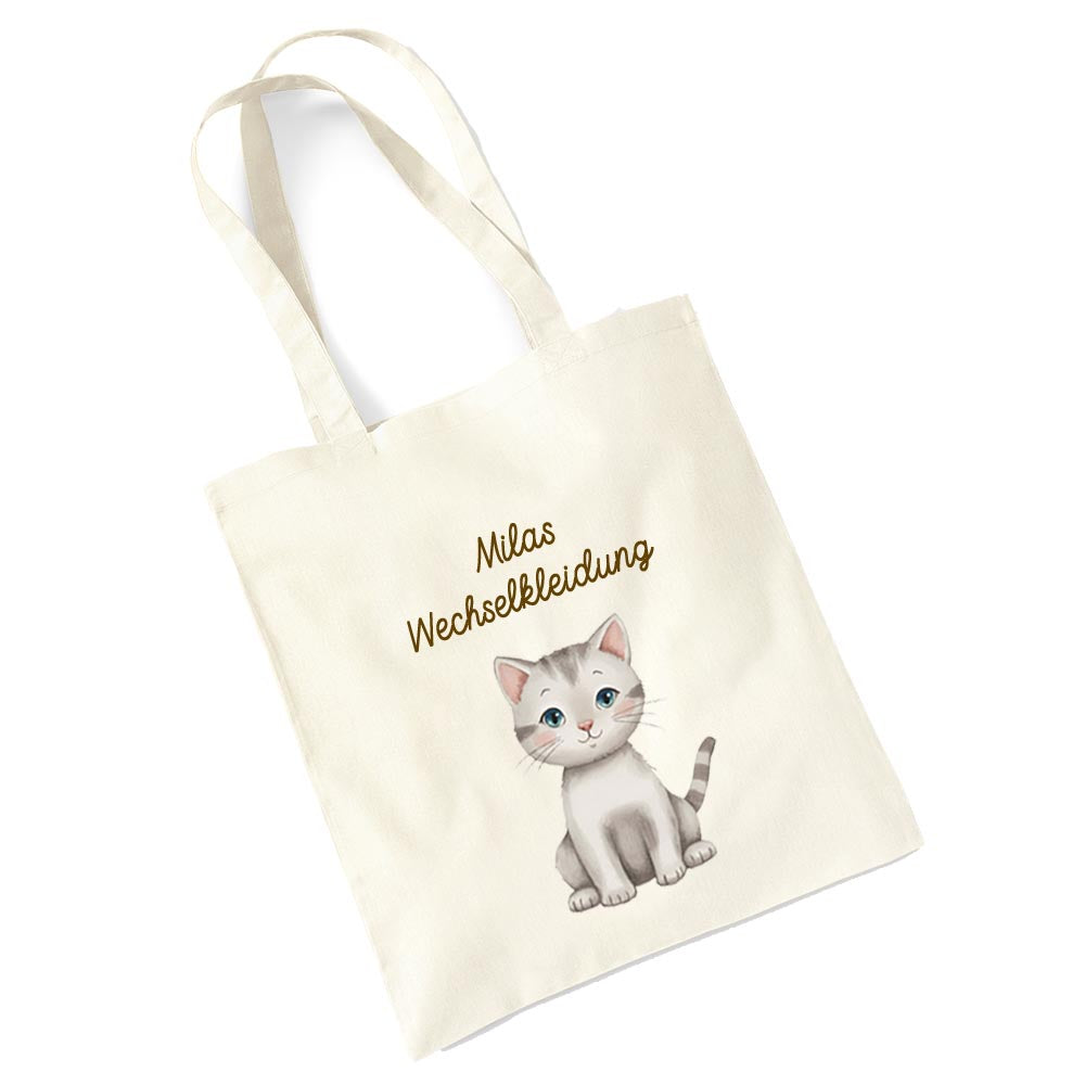 Personalisierte Baumwoll-Stofftasche mit Namen, Bauerntiere, 100% Baumwolle, Natur, 37x42 cm oder 26x32 cm