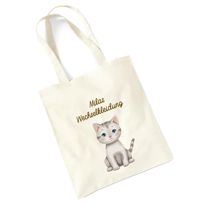 Personalisierte Baumwoll-Stofftasche mit Namen, Bauerntiere, 100% Baumwolle, Natur, 37x42 cm oder 26x32 cm