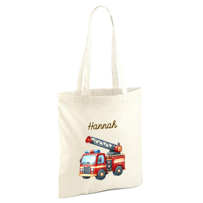Personalisierte Baumwoll-Stofftasche mit Namen, Fahrzeug, 100% Baumwolle, Natur, 37x42 cm oder 26x32 cm