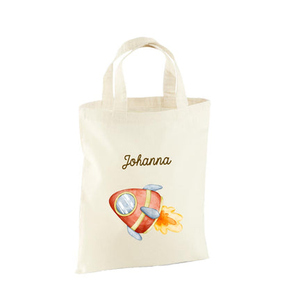 Personalisierte Baumwoll-Stofftasche mit Namen, Fahrzeug, 100% Baumwolle, Natur, 37x42 cm oder 26x32 cm