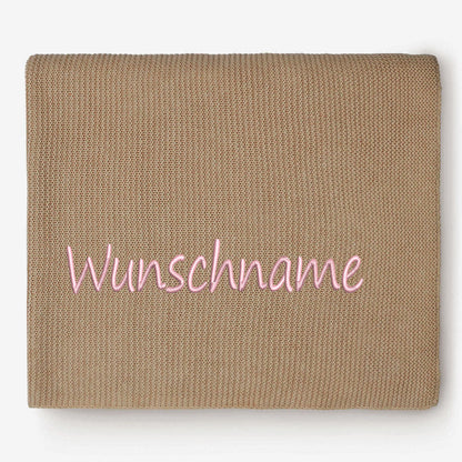 Personalisierte Strickdecke für Babys, mit Wunschname Bestickt, Kuscheldecke 75x100 cm verschiedene Farben