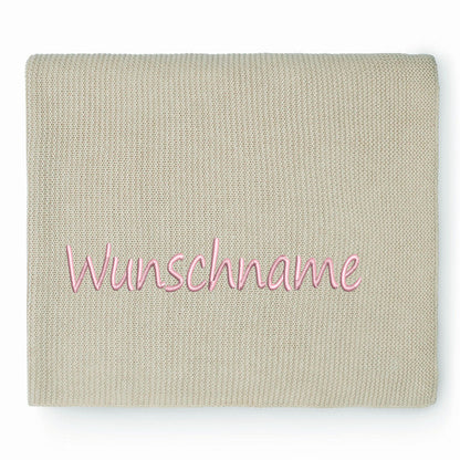 Personalisierte Strickdecke für Babys, mit Wunschname Bestickt, Kuscheldecke 75x100 cm verschiedene Farben