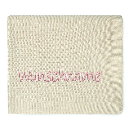 Personalisierte Strickdecke für Babys, mit Wunschname Bestickt, Kuscheldecke 75x100 cm verschiedene Farben