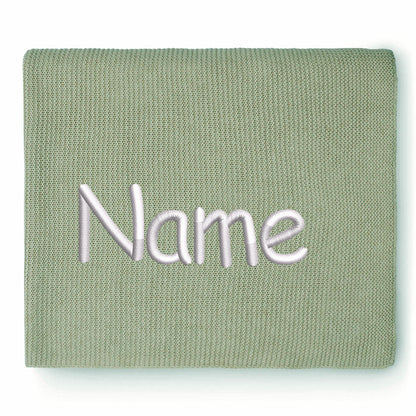 Personalisierte Strickdecke für Babys, mit Wunschname Bestickt, Kuscheldecke 75x100 cm verschiedene Farben