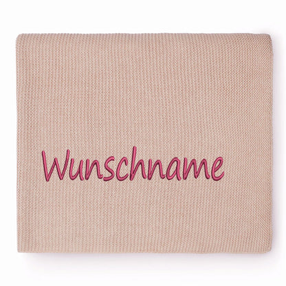 Personalisierte Strickdecke für Babys, mit Wunschname Bestickt, Kuscheldecke 75x100 cm verschiedene Farben