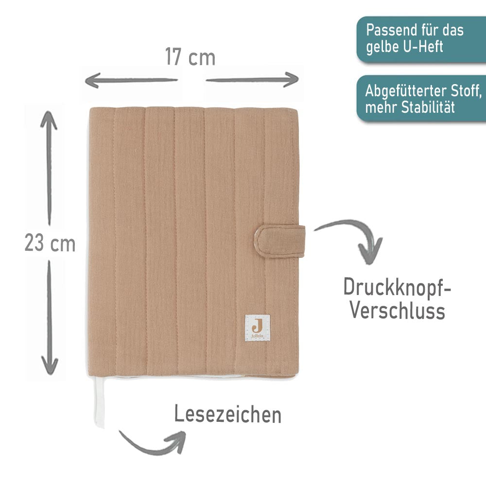 Personalisierte U-Heft Hülle mit Druckknopfverschluss weiches, aber stabiles Material für das Kinderuntersuchungsheft beige