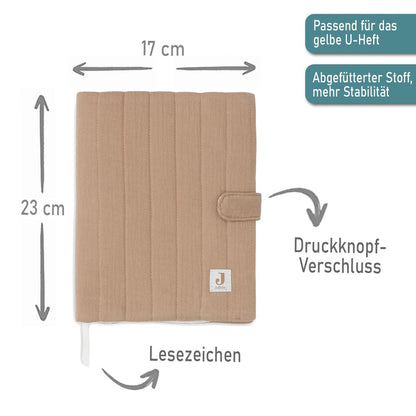 Personalisierte U-Heft Hülle mit Druckknopfverschluss weiches, aber stabiles Material für das Kinderuntersuchungsheft beige
