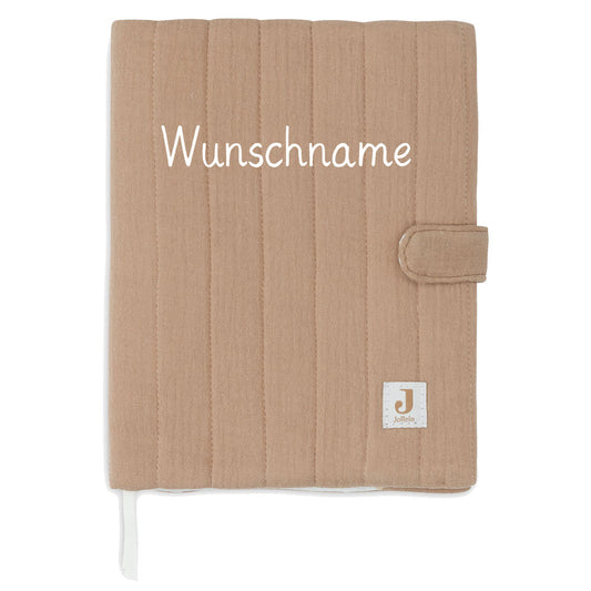 Personalisierte U-Heft Hülle mit Druckknopfverschluss weiches, aber stabiles Material für das Kinderuntersuchungsheft beige