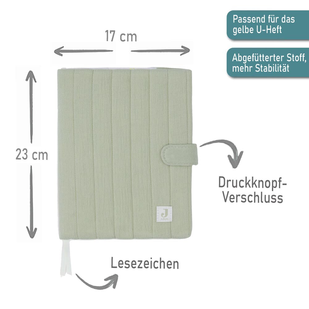 Personalisierte U-Heft Hülle mit Druckknopfverschluss weiches, aber stabiles Material für das Kinderuntersuchungsheft hellgrün
