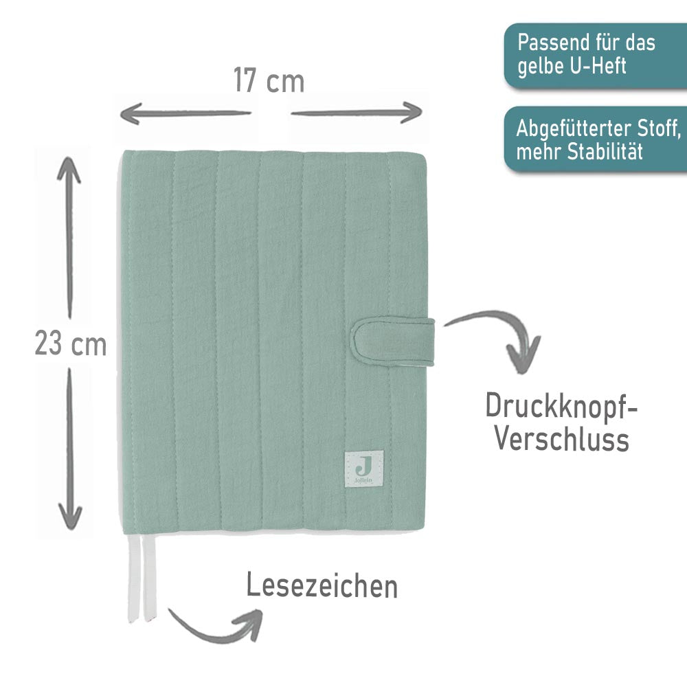 Personalisierte U-Heft Hülle mit Druckknopfverschluss weiches, aber stabiles Material für das Kinderuntersuchungsheft mint