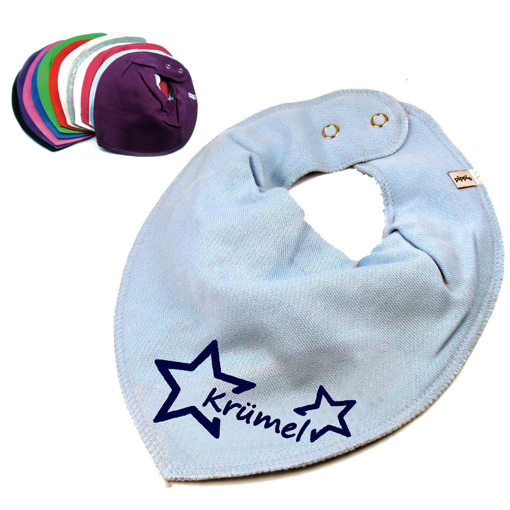 HALSTUCH Stern mit Name oder Text personalisiert für Baby oder Kind aus Baumwolle in Einheitsgröße verschiedene Farben