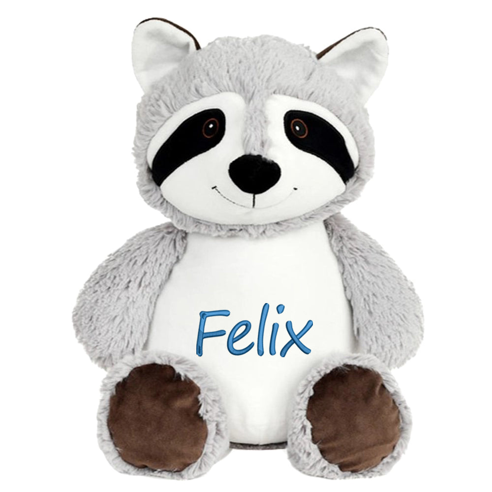 Personalisiertes Stofftier Waschbär Kuscheltier Bestickt Plüschtier zur Geburt Stickmotiv Name