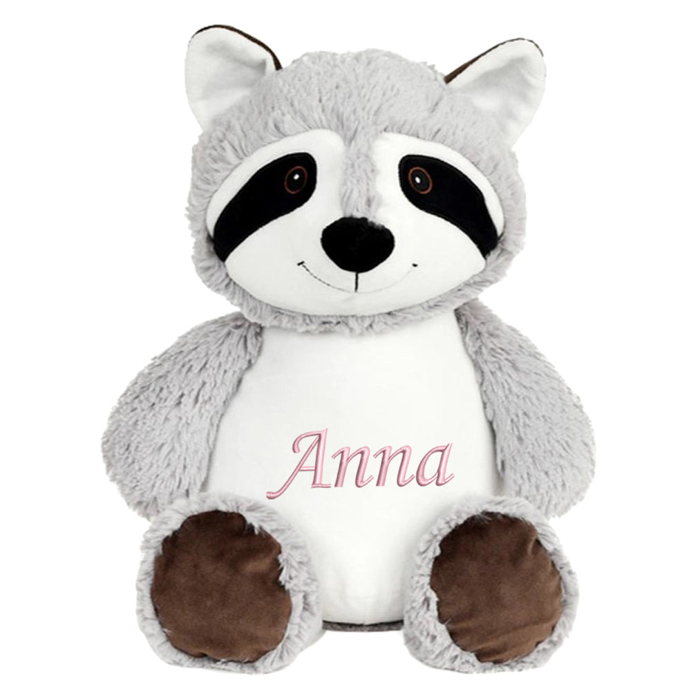 Personalisiertes Stofftier Waschbär Kuscheltier Bestickt Plüschtier zur Geburt Stickmotiv Name